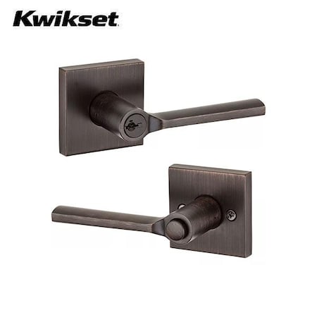Kwikset Kwikset: Lisbon Entry Lever with Square Rose / Venetian Bronze / with SmartKey Technology KWS-156LSL-SQT-SMT-11P